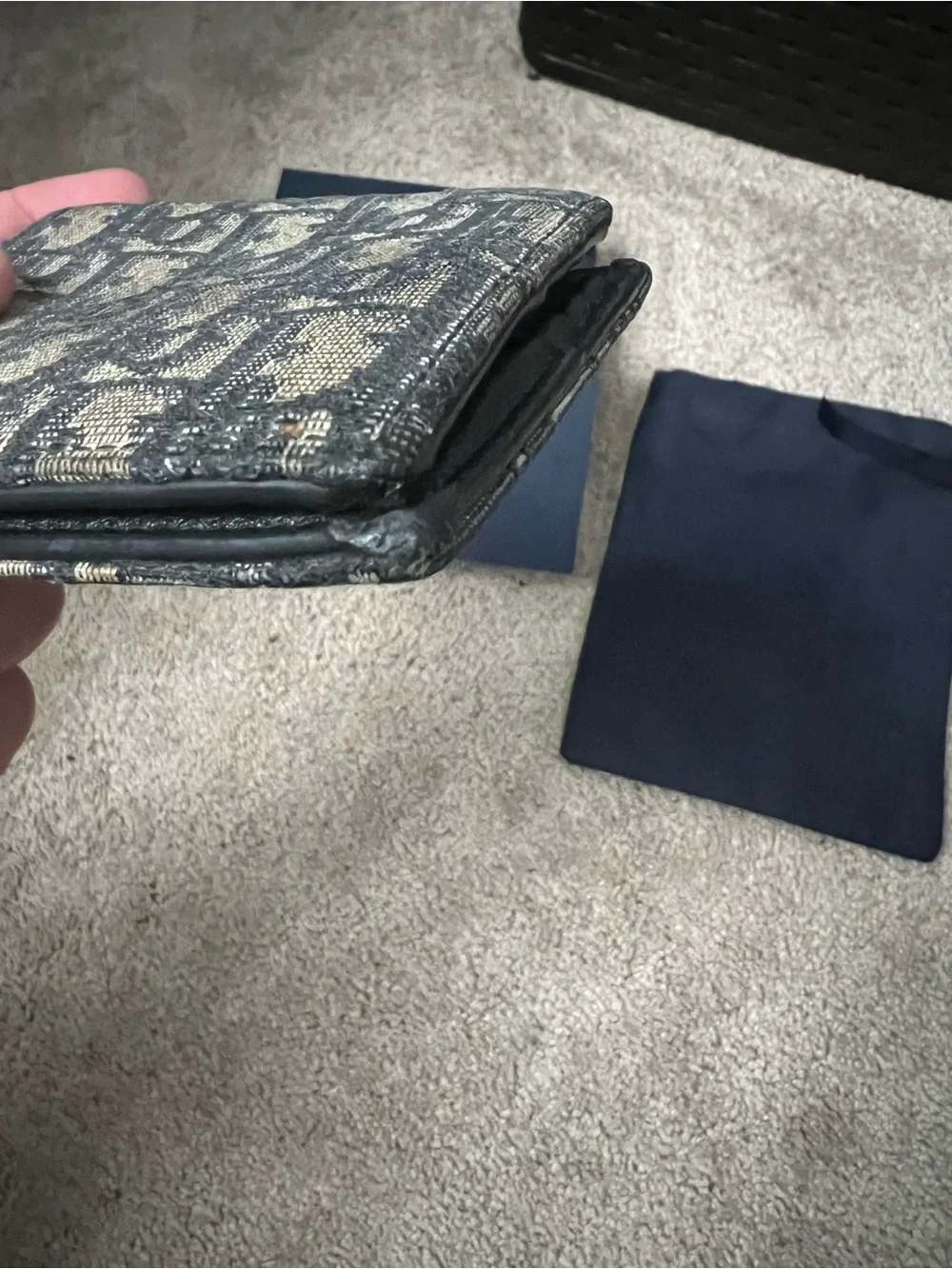 Men's Beige and Black Dior Oblique Jacquard Bifold Wallet.
